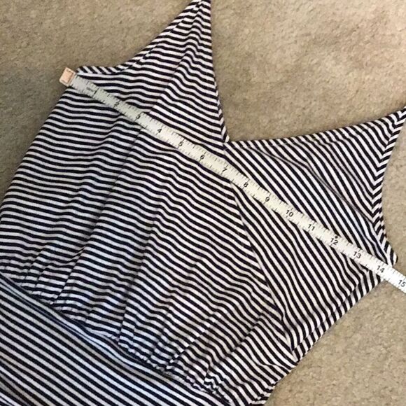 Top Shop Body Suit Black White Stripe Spaghetti Straps Blouson Top Size 4 Tall - Picture 8 of 10
